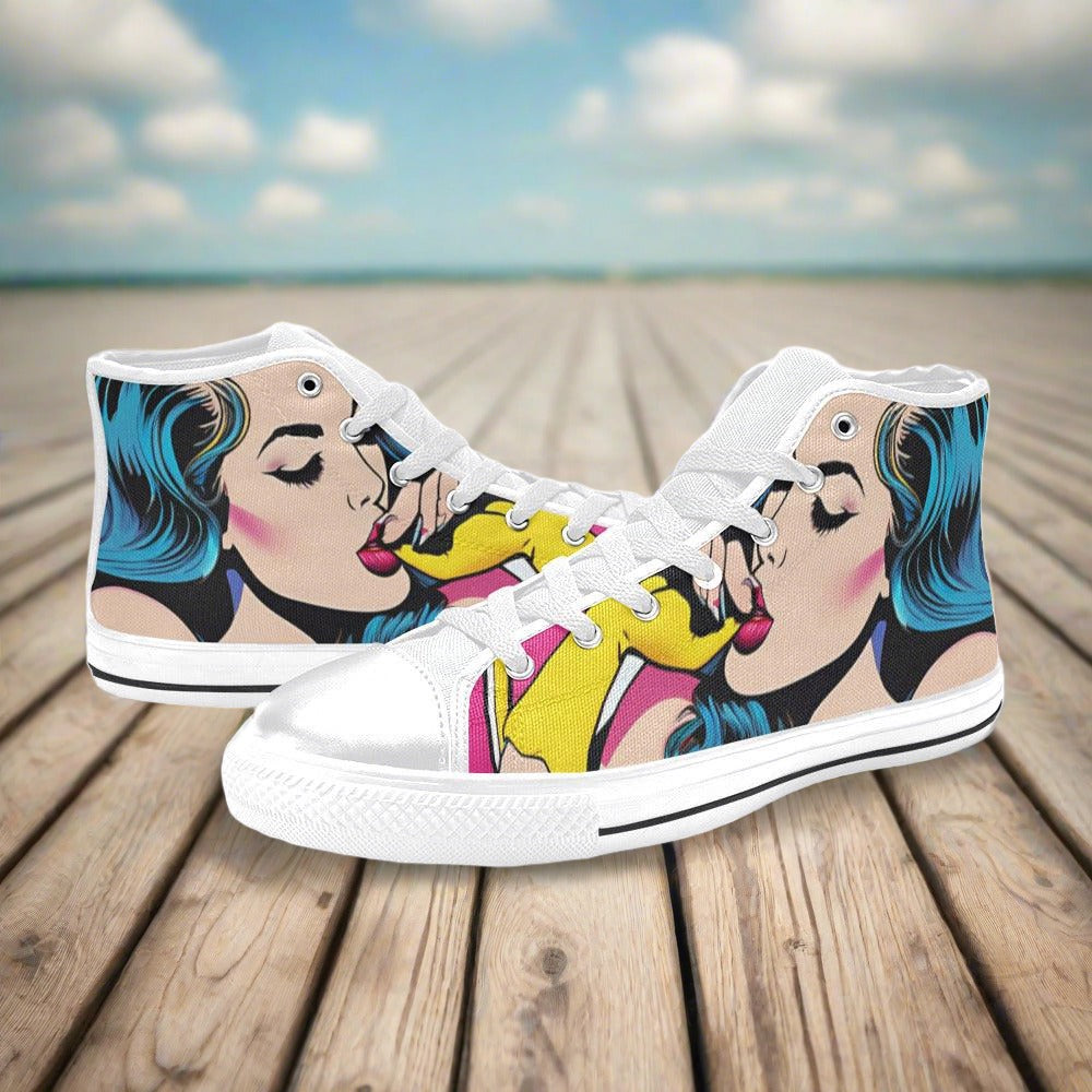 Cyberpunk Red Gold Vivid MEN Bold Art - Freaky Shoes | Custom Art Sneakers