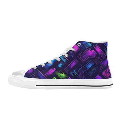 KIDS' Electric Houndstooth Dream 1 High Top Canvas Aesthetic Shoes