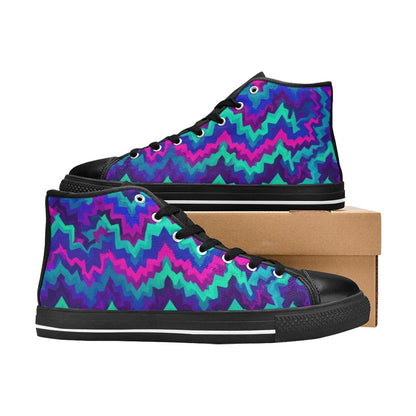 WOMEN'S Psychedelic Chevron Vortex High Top Canvas Surreal Custom Shoes