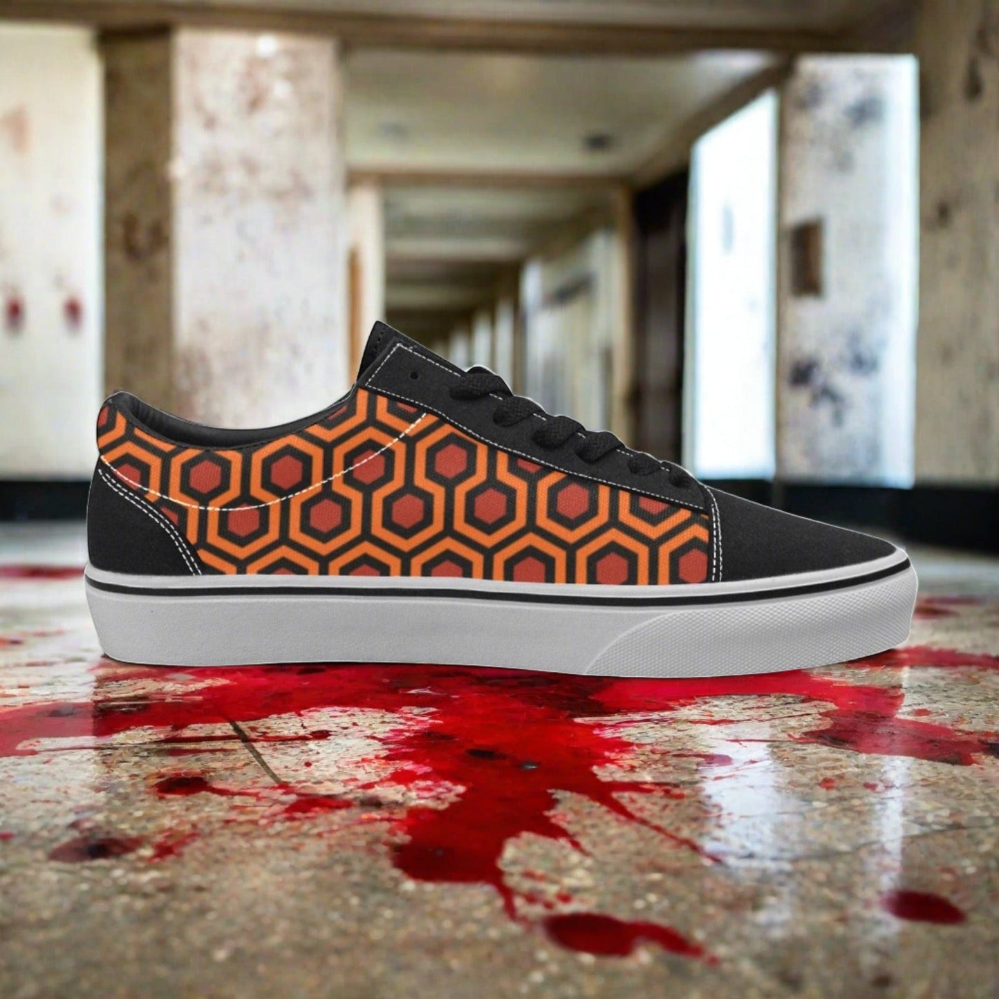 Women's Carpet Pattern Art Freaky low-top canvas shoes, custom full-wrap printed design — Freaky Shoes