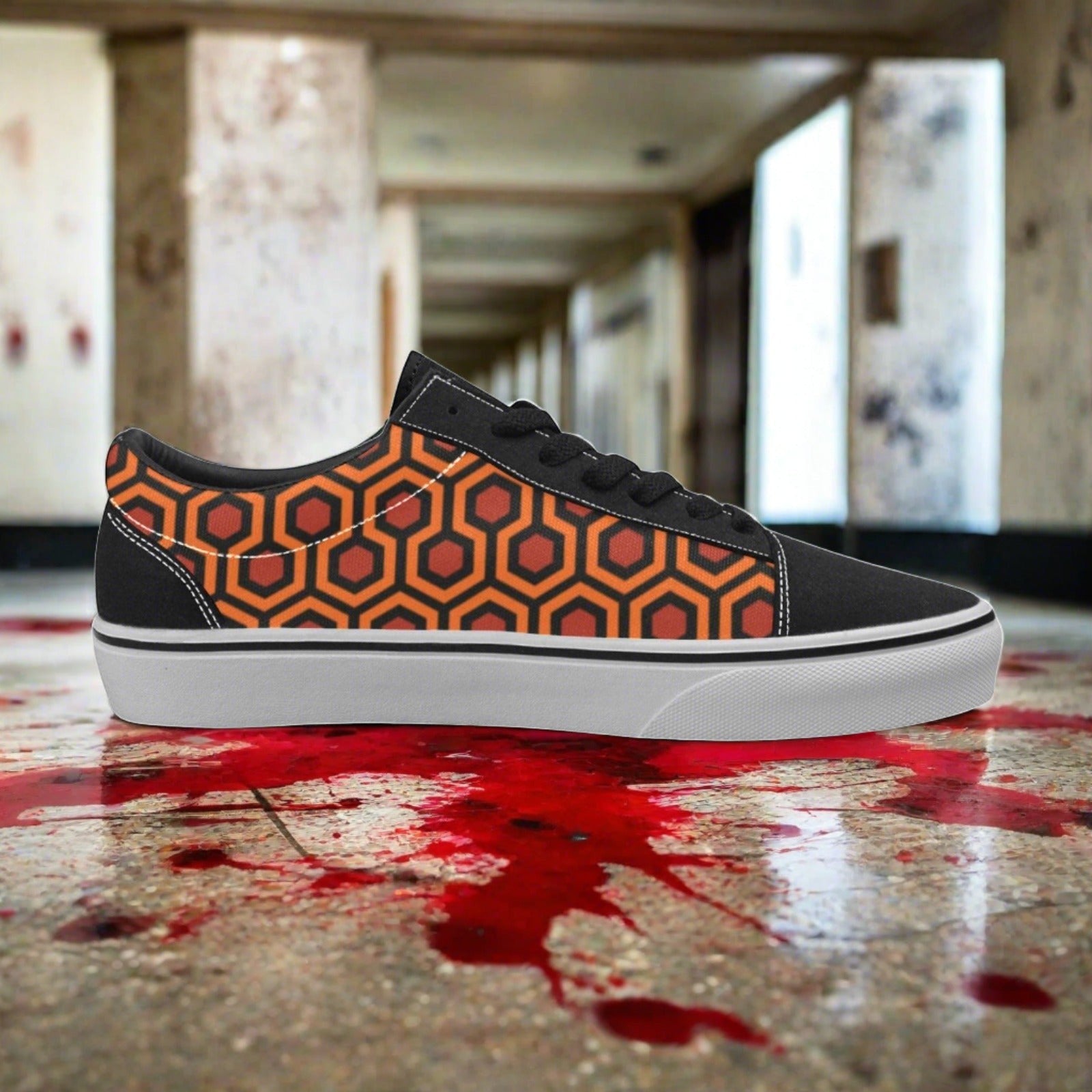Women's Carpet Pattern Art Freaky low-top canvas shoes, custom full-wrap printed design — Freaky Shoes