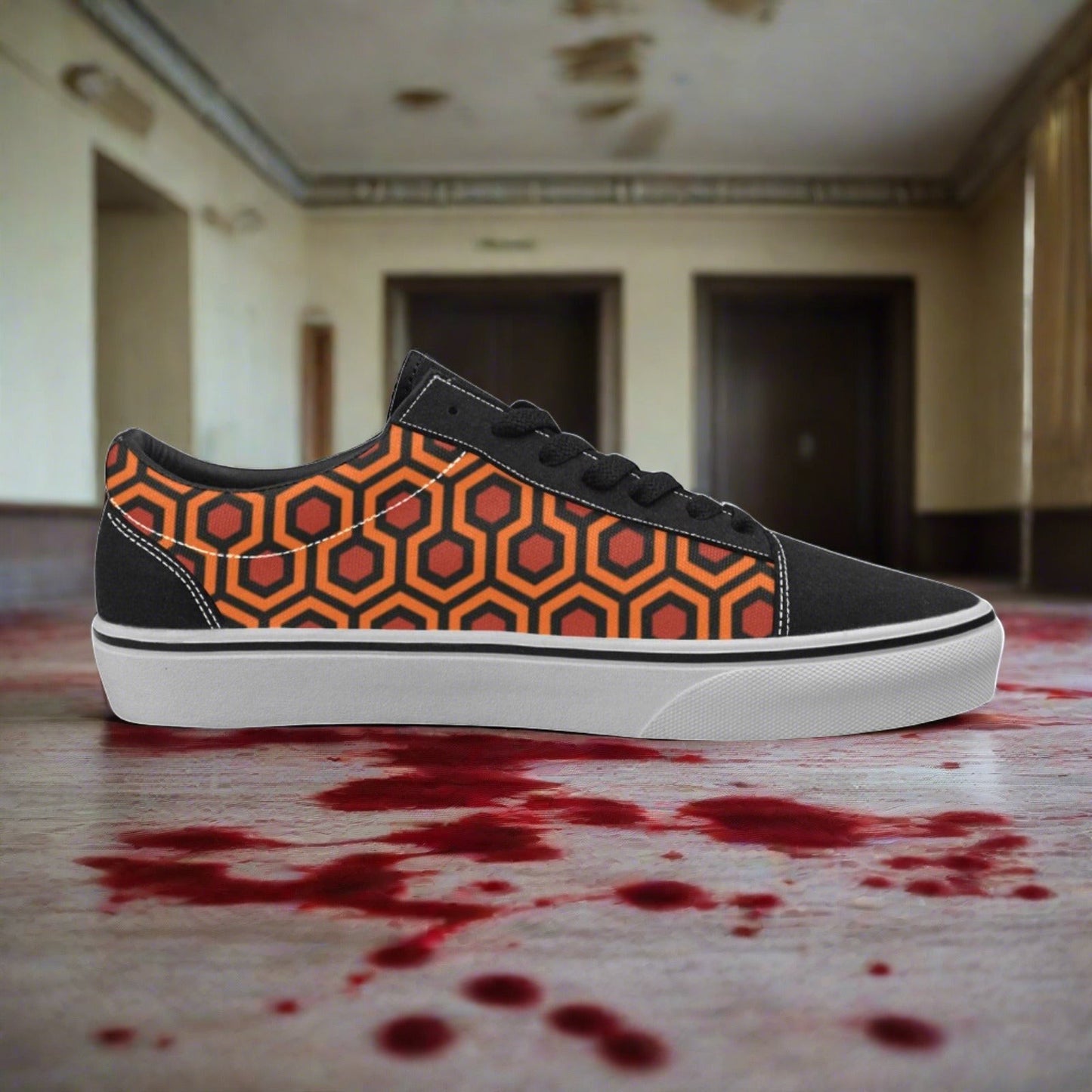 Men's Carpet Pattern Art Freaky custom low-top canvas shoes — wearable art by Freaky Shoes