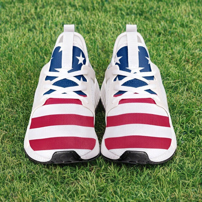 Stars & Stripes high-top canvas shoes, custom full-wrap printed design — Freaky Shoes