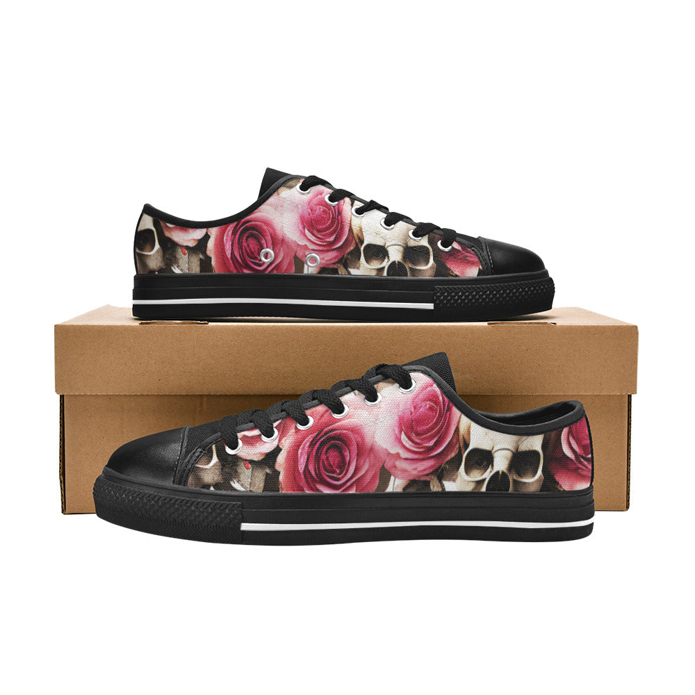 WOMEN'S Skulls Roses Deluxe 14 Canvas Cottagecore Sneakers