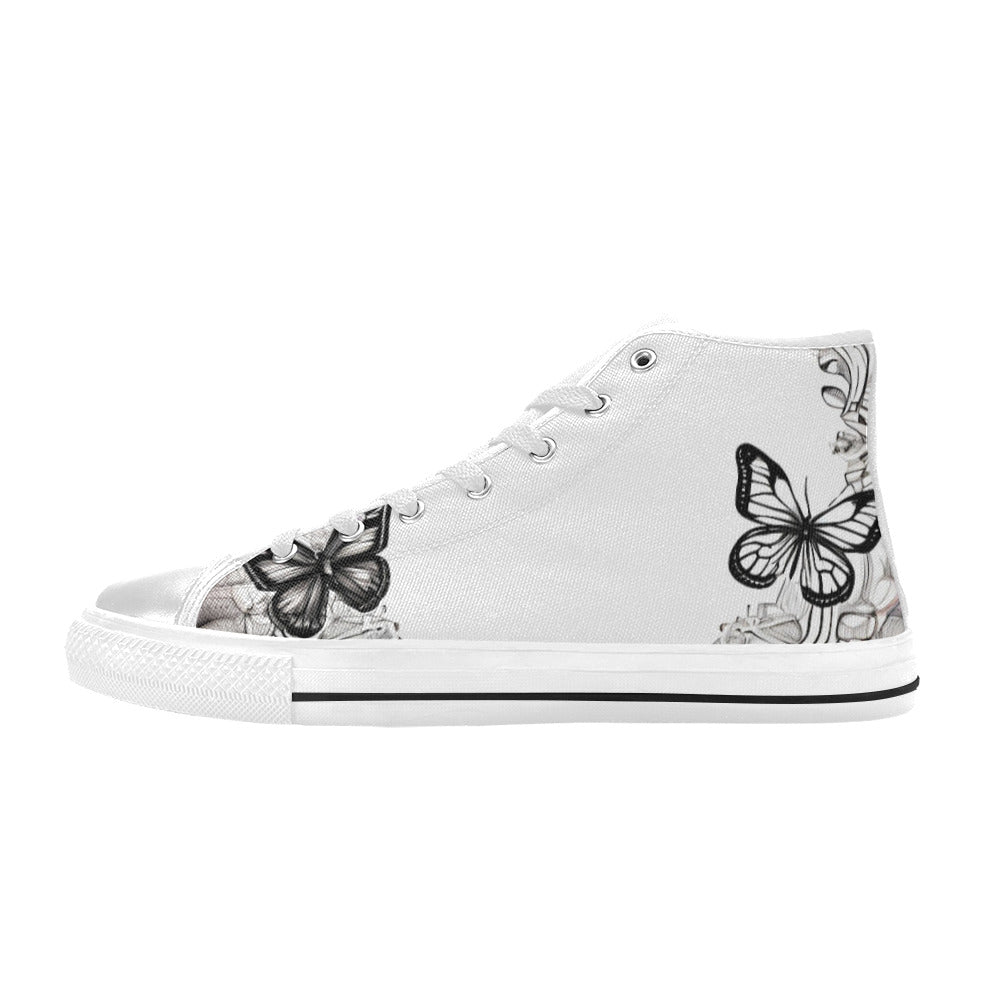 MEN'S Buttetflies Mandala Art Vibes High Top Canvas Grunge Sneakers