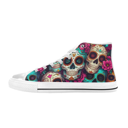 MEN'S Sugar Skull Gold Ornate High Top Canvas Dark Academia Sneakers