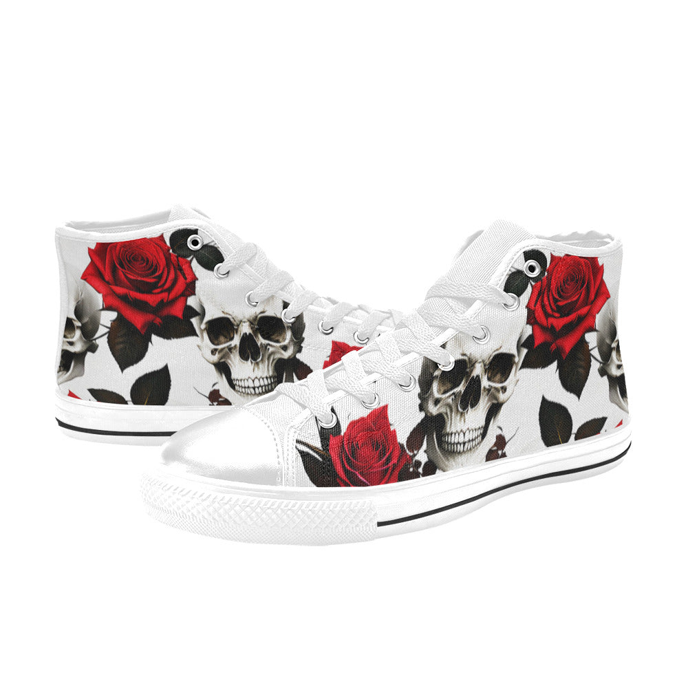 WOMEN'S Skulls Roses Deluxe 4 High Top Canvas Y2K Shoes
