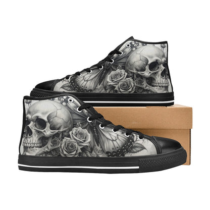 Skull Gothic Rose Women's Dark Art Canvas Shoes | Freaky Shoes®