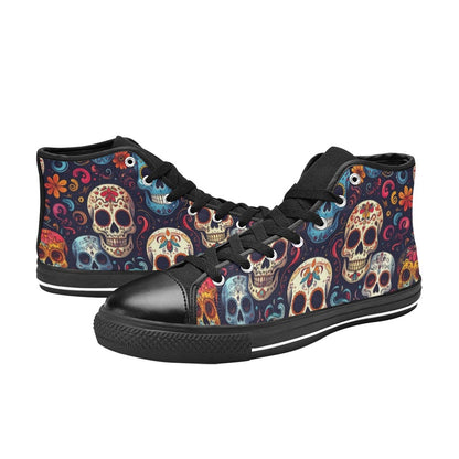 KIDS' Day Of Dead Sugar Skull High Top Canvas Y2K Custom Sneakers