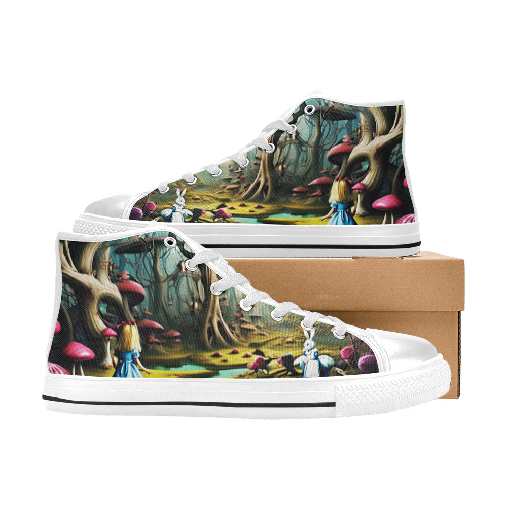 WOMEN'S Creepy Wonderland Model Art High Top Canvas Surreal Shoes