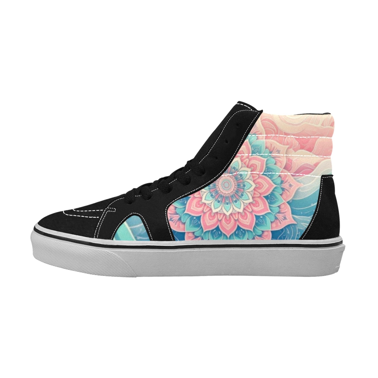 MEN'S Pastel Wave Mandala High Top Skateboarding Cottagecore Custom Shoes