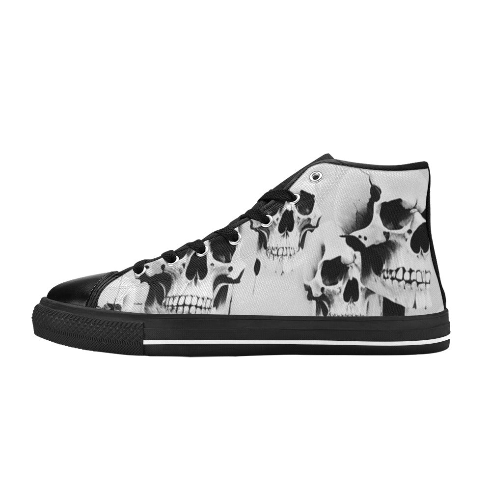 MEN'S Cc Grey Skull Art High Top Canvas Vibrant Chaos Custom Shoes