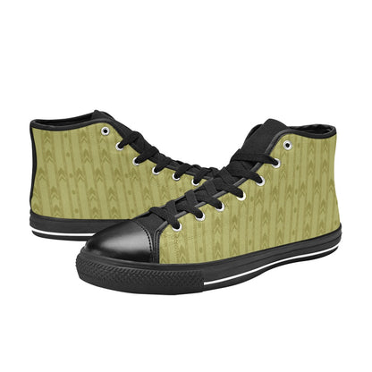 Liminal Horror High-Tops | Yellow Wallpaper Sneakers Kids' High Top Canvas Shoes-4 Sides (Model 017)
