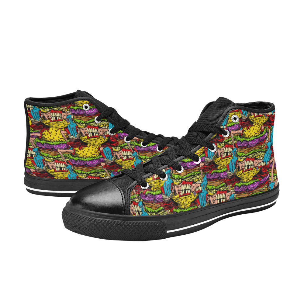 WOMEN'S Cheeseburger Monster High Top Canvas Surreal Custom Shoes