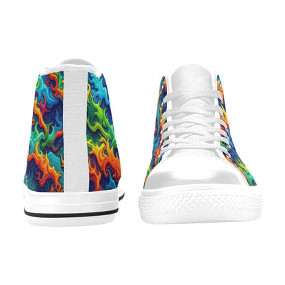 WOMEN'S Psychedelic Camo Rhythm High Top Canvas Neon Fantasy Sneakers