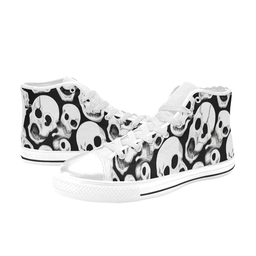 MEN'S Black Ink Skull Horror High Top Canvas Aesthetic Custom Shoes