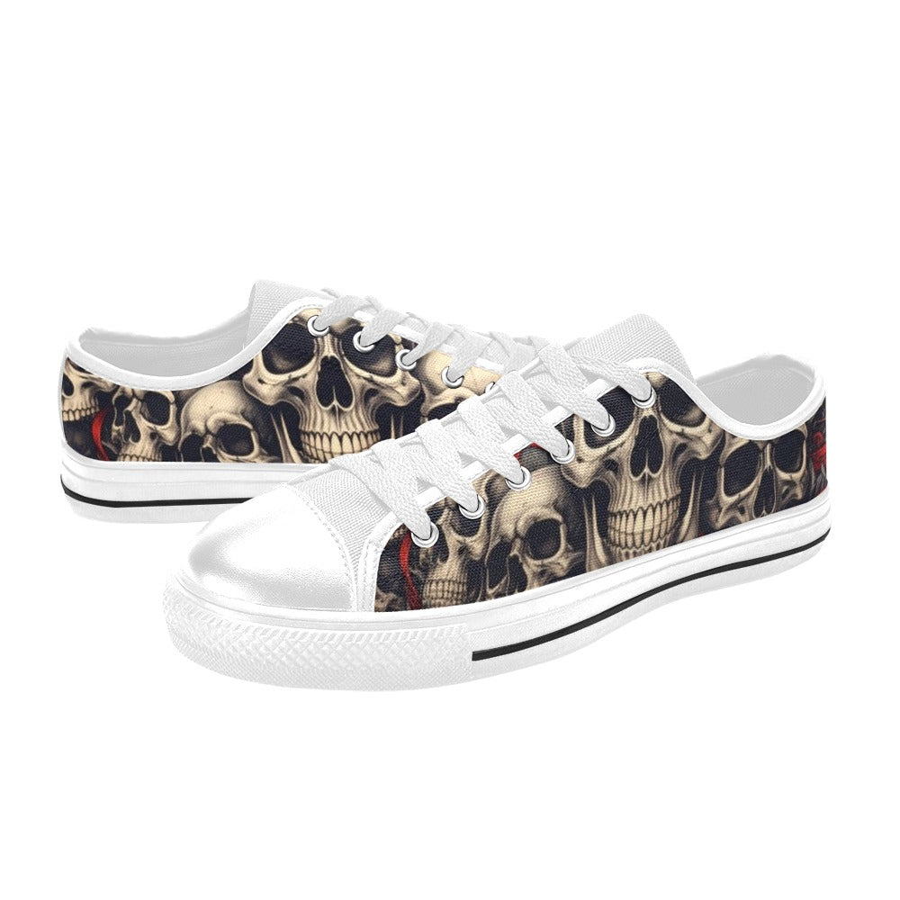 WOMEN'S Patriotic Skull Flag Low Top Canvas Y2K Sneakers