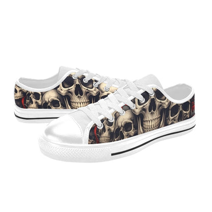 WOMEN'S Patriotic Skull Flag Low Top Canvas Y2K Sneakers