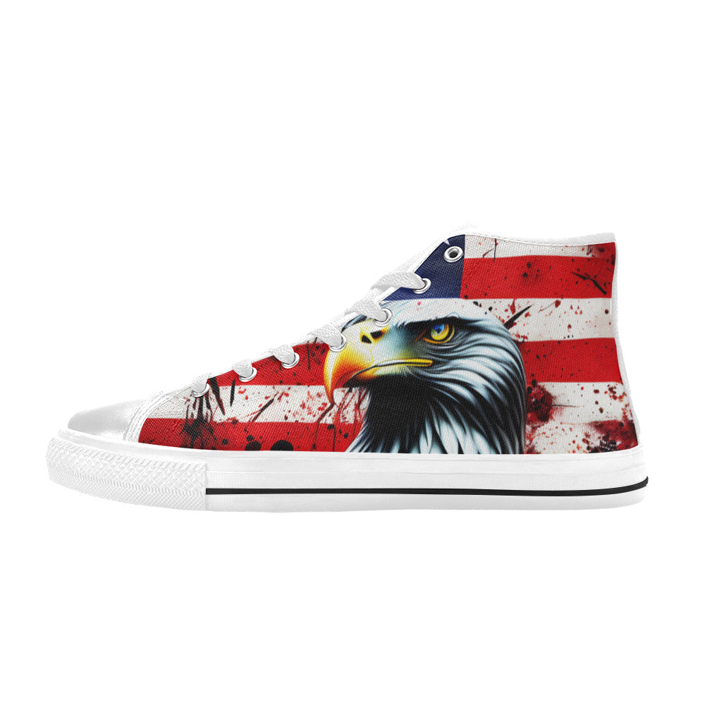 MEN'S Patriotic Eagle Distressed Men’S High Top Canvas Grunge Custom Sneakers