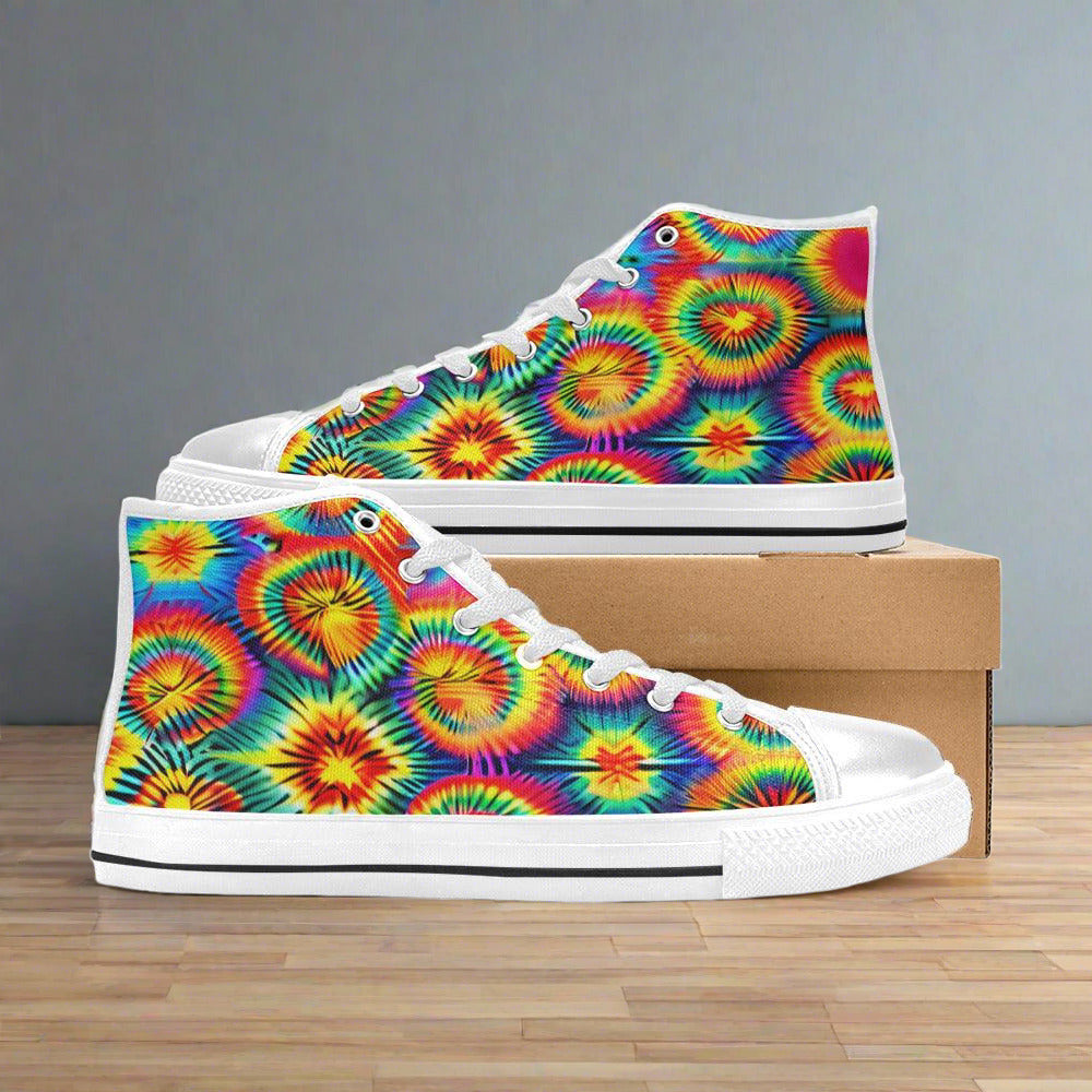 Peacock White Gold Vivid MEN Bold Art - Freaky Shoes | Custom Art Sneakers