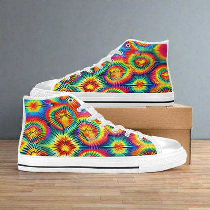 Peacock White Gold Vivid MEN Bold Art - Freaky Shoes | Custom Art Sneakers