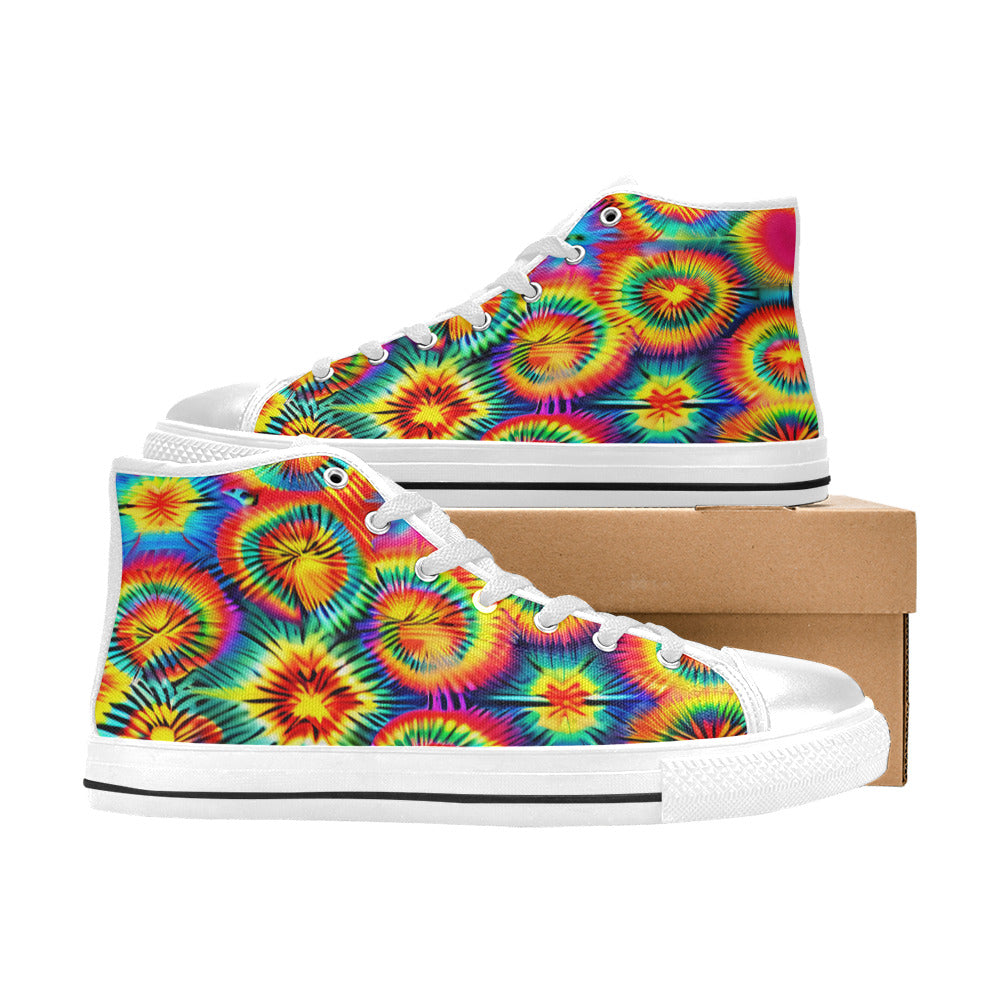 MEN'S Rainbow Tie Dye Men’S High Top Canvas Dark Academia Custom Shoes