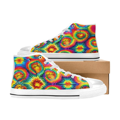 MEN'S Rainbow Tie Dye Men’S High Top Canvas Neon Fantasy Sneakers