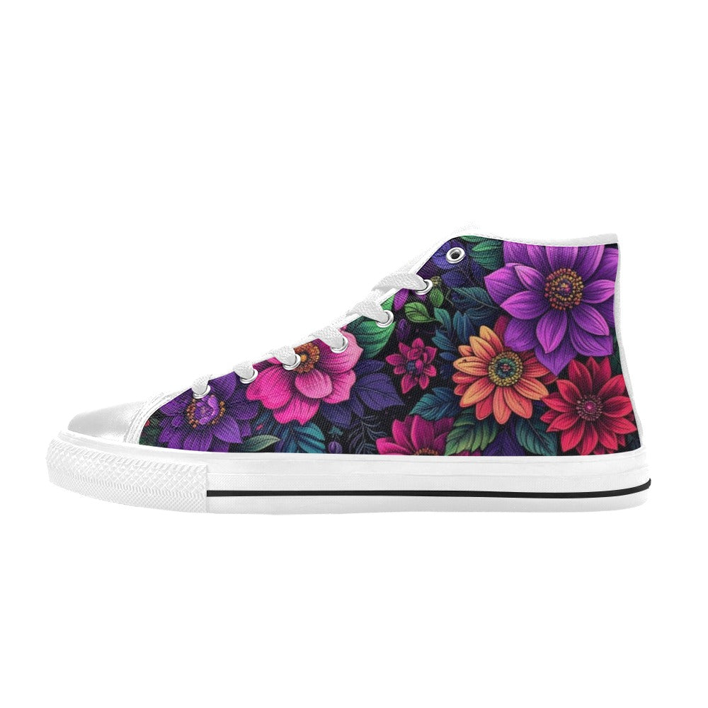 MEN'S Trippy Floral Chaos High Top Canvas Wallpaper Art Custom Shoes