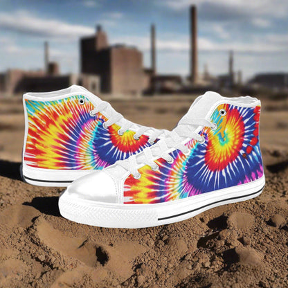 Butterfly Rainbow White Gold Custom WOMEN Bold Art - Freaky Shoes | Custom Art Sneakers
