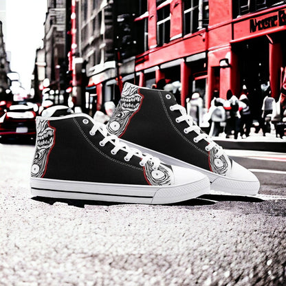 Freestyle Art custom high-top canvas shoes — wearable art by Freaky Shoes