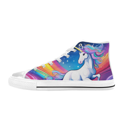 WOMEN'S Unicorns Abstract Art High Top Canvas Vibrant Chaos Shoes