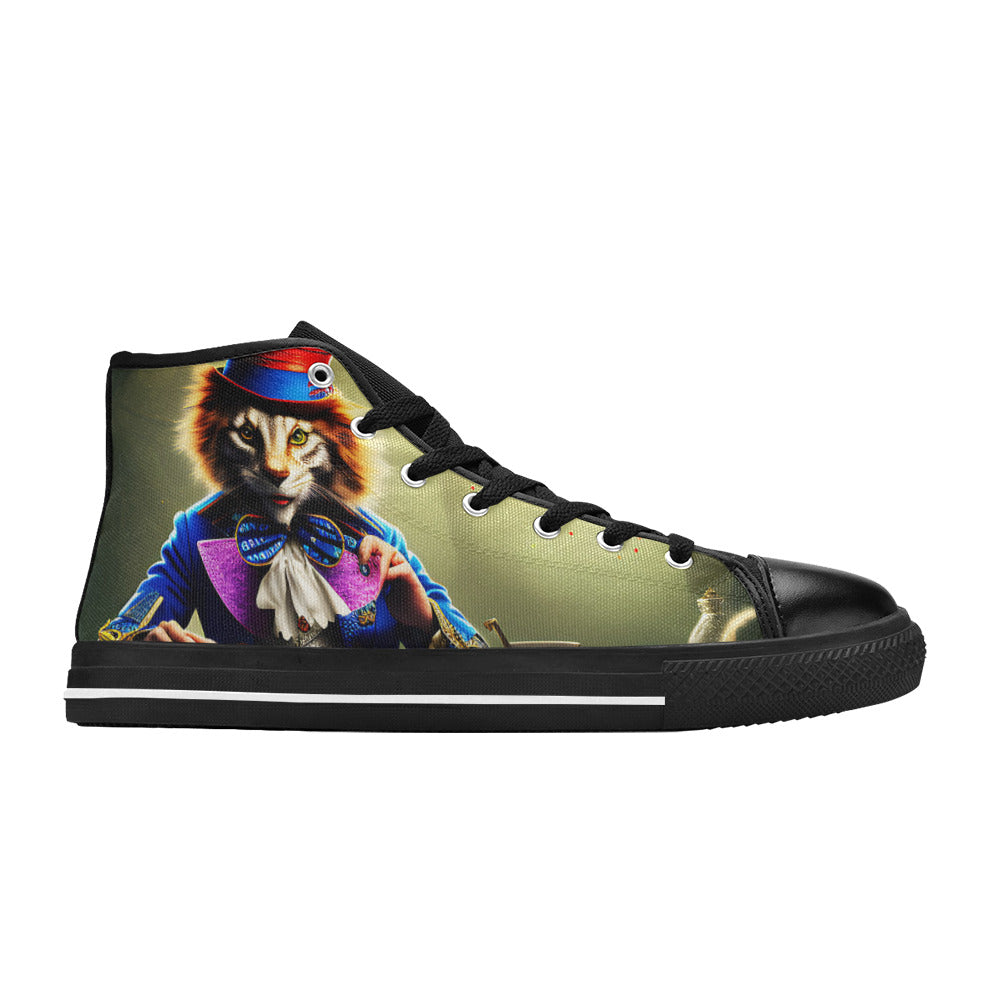 WOMEN'S Chilling Cat High Top Canvas Vibrant Chaos Shoes
