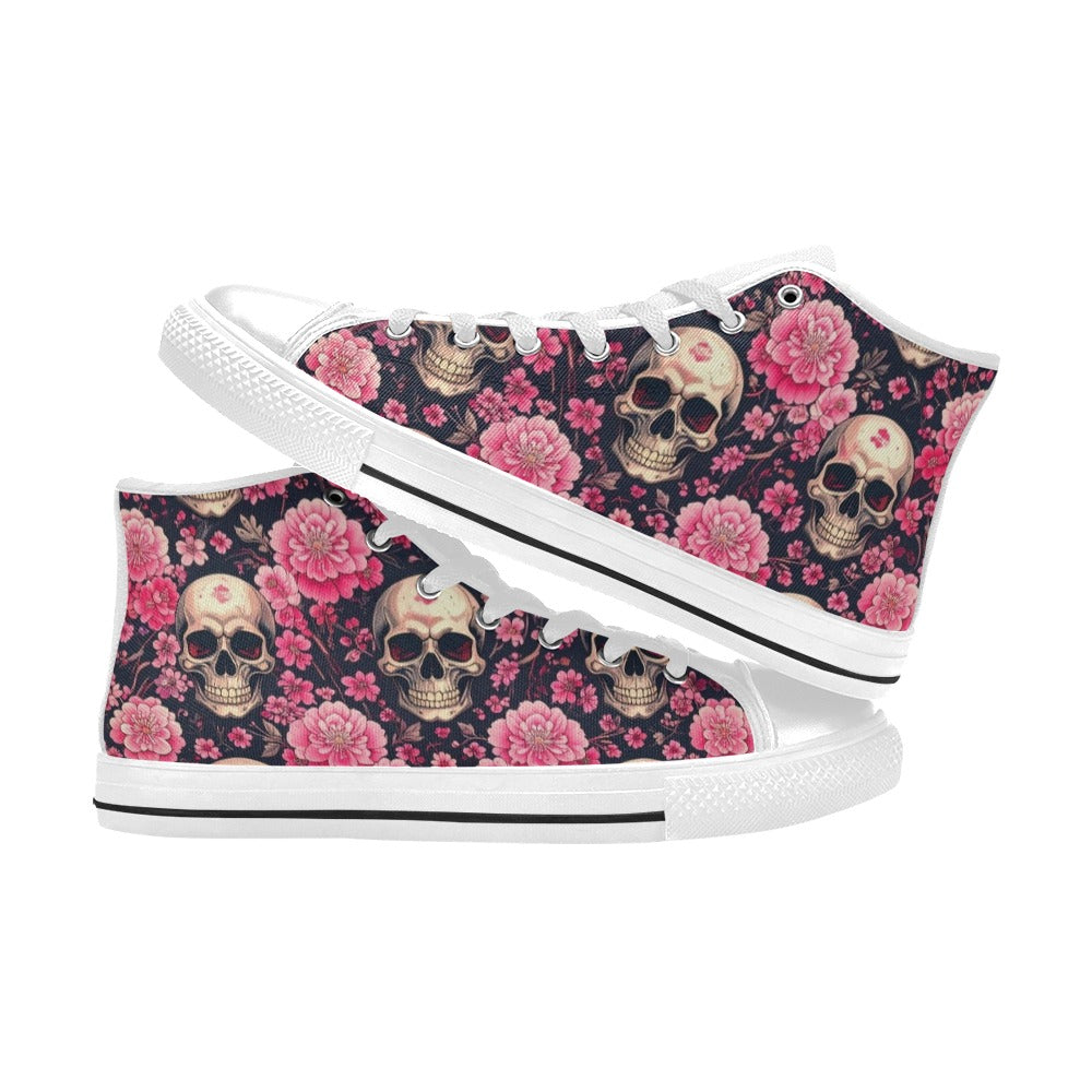 MEN'S Skull Cherry Blossom High Top Canvas Aesthetic Sneakers