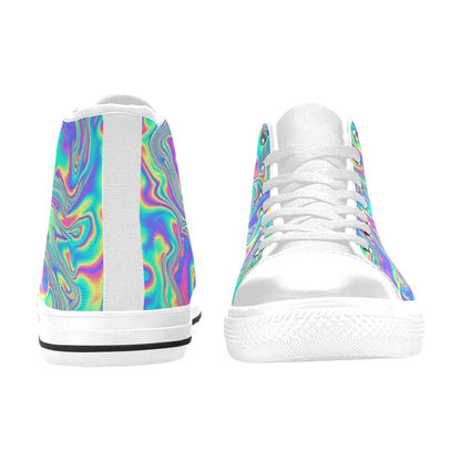 MEN'S Holographic Tribal Blaze 4 High Top Canvas Vibrant Chaos Custom Sneakers
