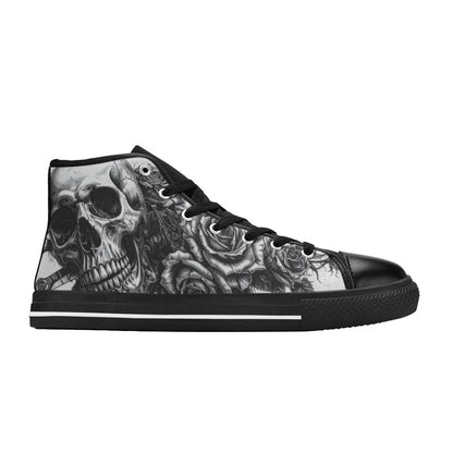 Dark Skull Art Gothic Men's High Top Canvas Shoes | Freaky Shoes®
