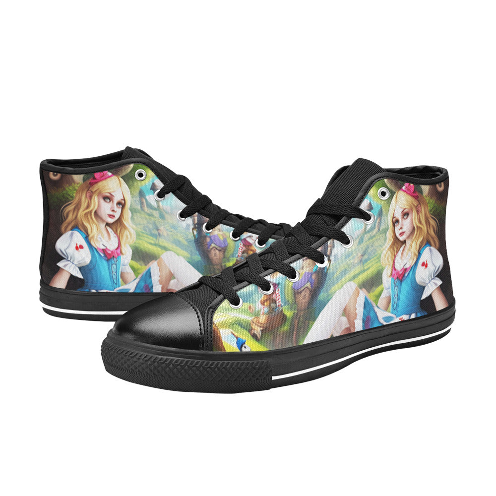 WOMEN'S Acid Creepy Wonderland Psychedelic High Top Canvas Neon Fantasy Sneakers