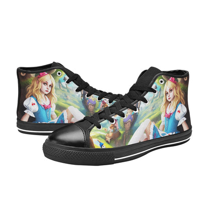 WOMEN'S Acid Creepy Wonderland Psychedelic High Top Canvas Neon Fantasy Sneakers