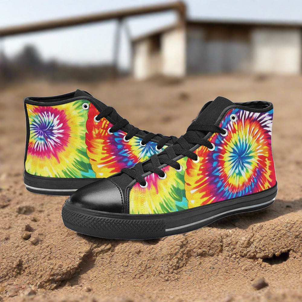 Butterfly Rainbow Pink Cream Custom MEN Bold Art - Freaky Shoes | Custom Art Sneakers