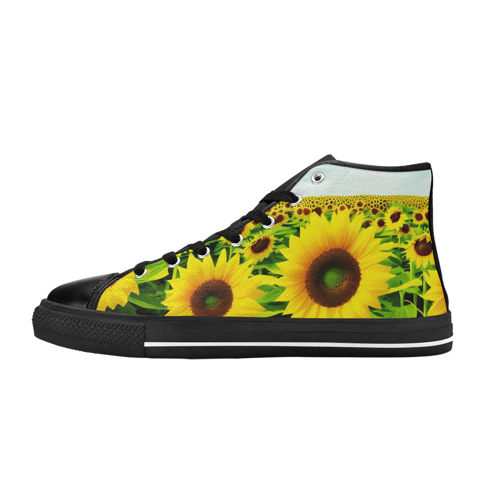 MEN'S Sunflowers Art 4 Men’S High Top Canvas Vibrant Chaos Shoes