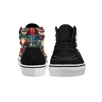 WOMEN'S Evil Circus Heads Faces High Top Skateboarding Grunge Custom Shoes