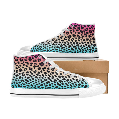 WOMEN'S Gradient Leopard Print High Top Canvas Aesthetic Shoes
