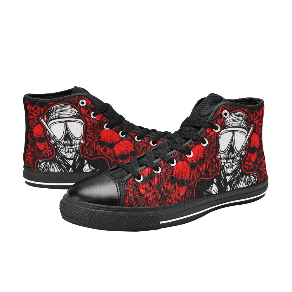 MEN'S Skull Red Men’S High Top Canvas Cottagecore Custom Sneakers