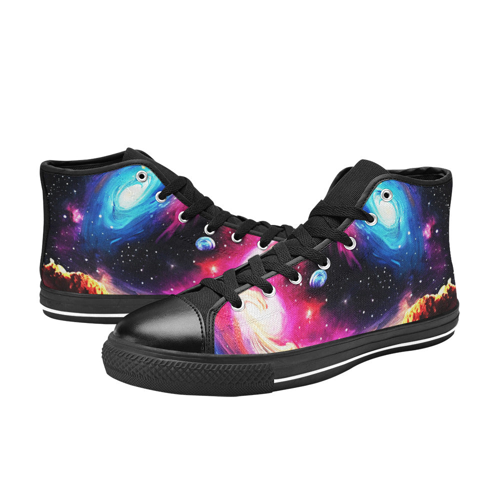 MEN'S Acrylic Galaxy Art Men’S High Top Canvas Neon Fantasy Custom Shoes