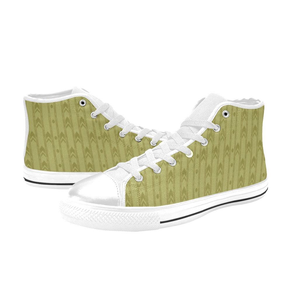 Liminal Horror High-Tops | Yellow Wallpaper Sneakers Kids' High Top Canvas Shoes-4 Sides (Model 017)