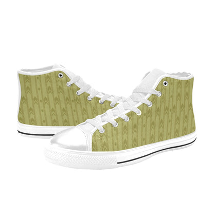 Liminal Horror High-Tops | Yellow Wallpaper Sneakers Kids' High Top Canvas Shoes-4 Sides (Model 017)