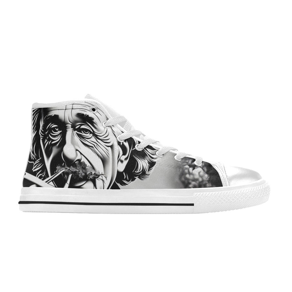 WOMEN'S 420 Einstein Art High Top Canvas Vibrant Chaos Custom Sneakers