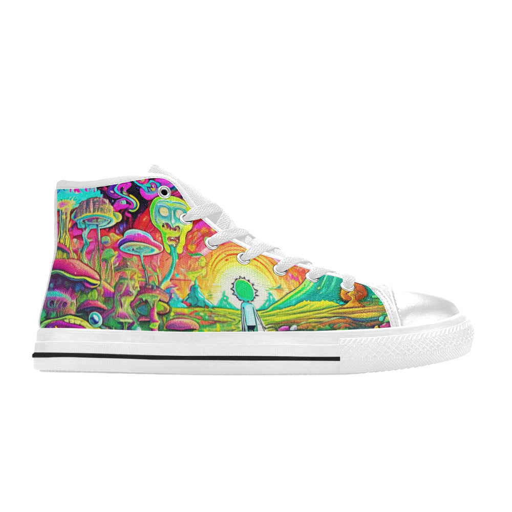 WOMEN'S Trippy Freestyle Art Designs High Top Canvas Vibrant Chaos Custom Sneakers