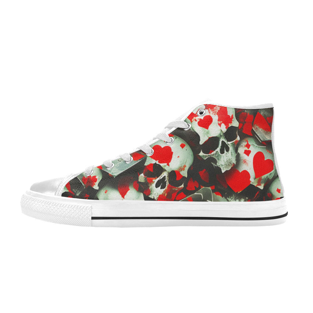WOMEN'S Splatter Skulls High Top Canvas Dark Academia Sneakers