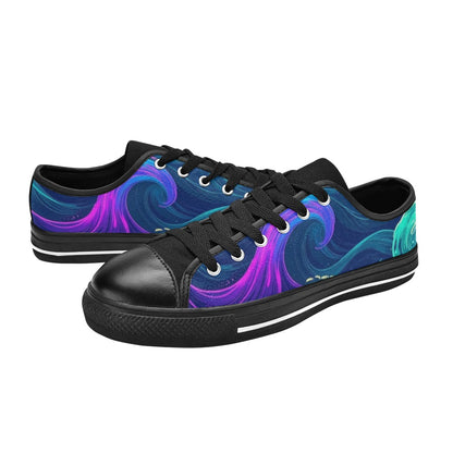 MEN'S Glowing Ocean Swirls Canvas Neon Fantasy Custom Sneakers
