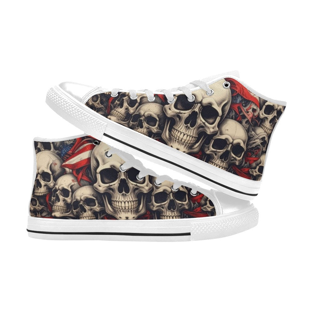 MEN'S Patriotic Skull Flag High Top Canvas Y2K Custom Shoes